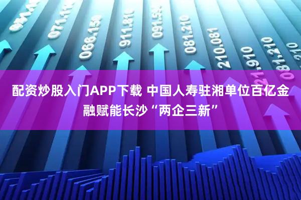 配资炒股入门APP下载 中国人寿驻湘单位百亿金融赋能长沙“两企三新”